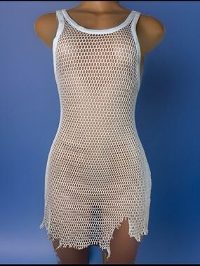 Weekday White Fishnet Mini Dress